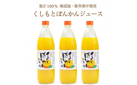【ふるさと納税】果汁100％！くしもとポンカンジュース 900g ×3本 無添加 果肉入りストレートジュース / ドリンク 柑橘 ぽんかん フルーツ みかん ミカン オレンジ 限定 和歌山【sse20