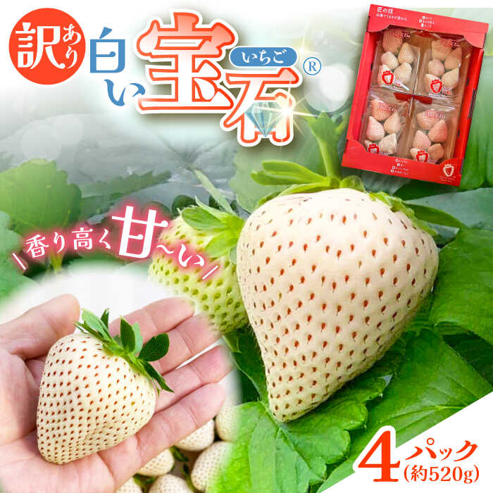 【ふるさと納税】白い宝石（訳あり）約520g（約130g×4パック） / いちご 苺 白いちご フルーツ 果物 / 佐賀県 / 手島農園 [41ABAB004]