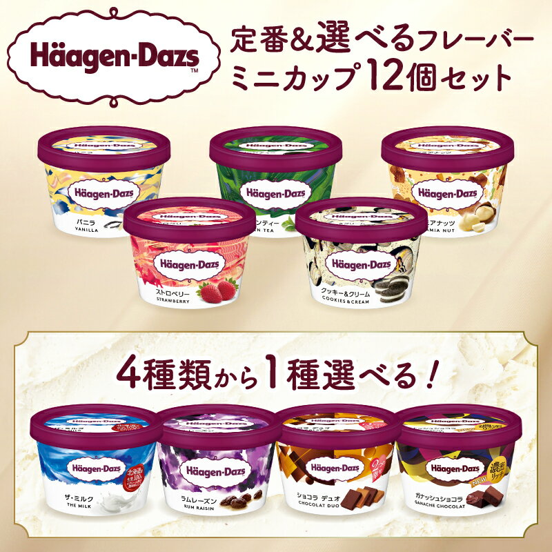ハーゲンダッツ ミニカップ 6種 × 2個 合計 12個 セット 詰め合わせ 110ml バニラ ストロベリー グリーンティー クッキー&クリーム マカデミアナッツ リッチミルク アイス アイスクリーム お取り寄せ お取り寄せスイーツ 北海道 浜中町 冷凍 送料無料