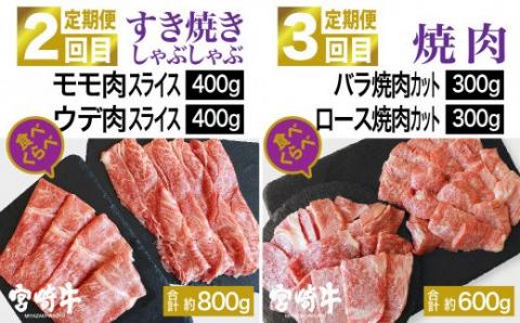 宮崎牛 食べ比べ 贅の極み 9ヶ月コース　牛肉[G7423]