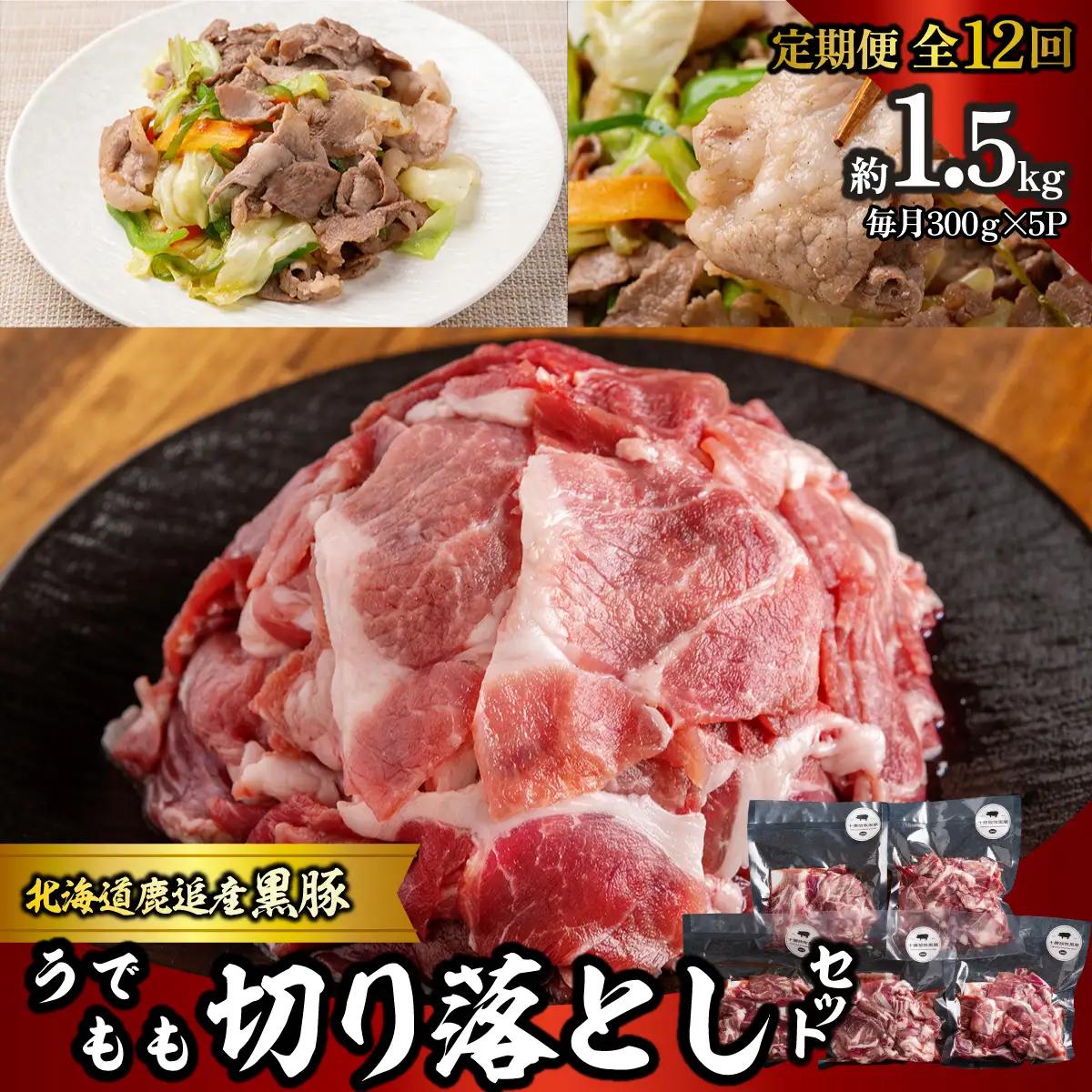 【定期12ヶ月】黒豚切り落とし（うで・もも） 300g×5 SKN100