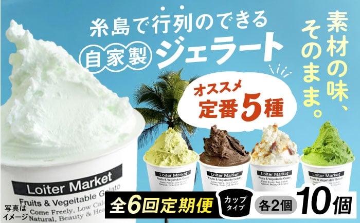 
            【全6回定期便】行列のできる アイスクリーム 屋 ジェラート 10個（定番5種×各2個） アイス 食べ比べ ギフト スイーツ プレゼント 糸島 / LoiterMarket ロイターマーケット [AGD018]
          