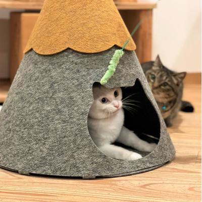 ふるさと納税 笠松町 【2025年2月中旬発送】不織布ねこハウス【にゃろにも】黄×グレー |  | 02
