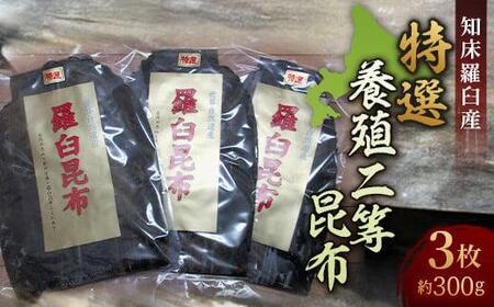 羅臼昆布 養殖 2等 約300gセット(100g×3個) 北海道 知床 羅臼産 生産者 支援 応援