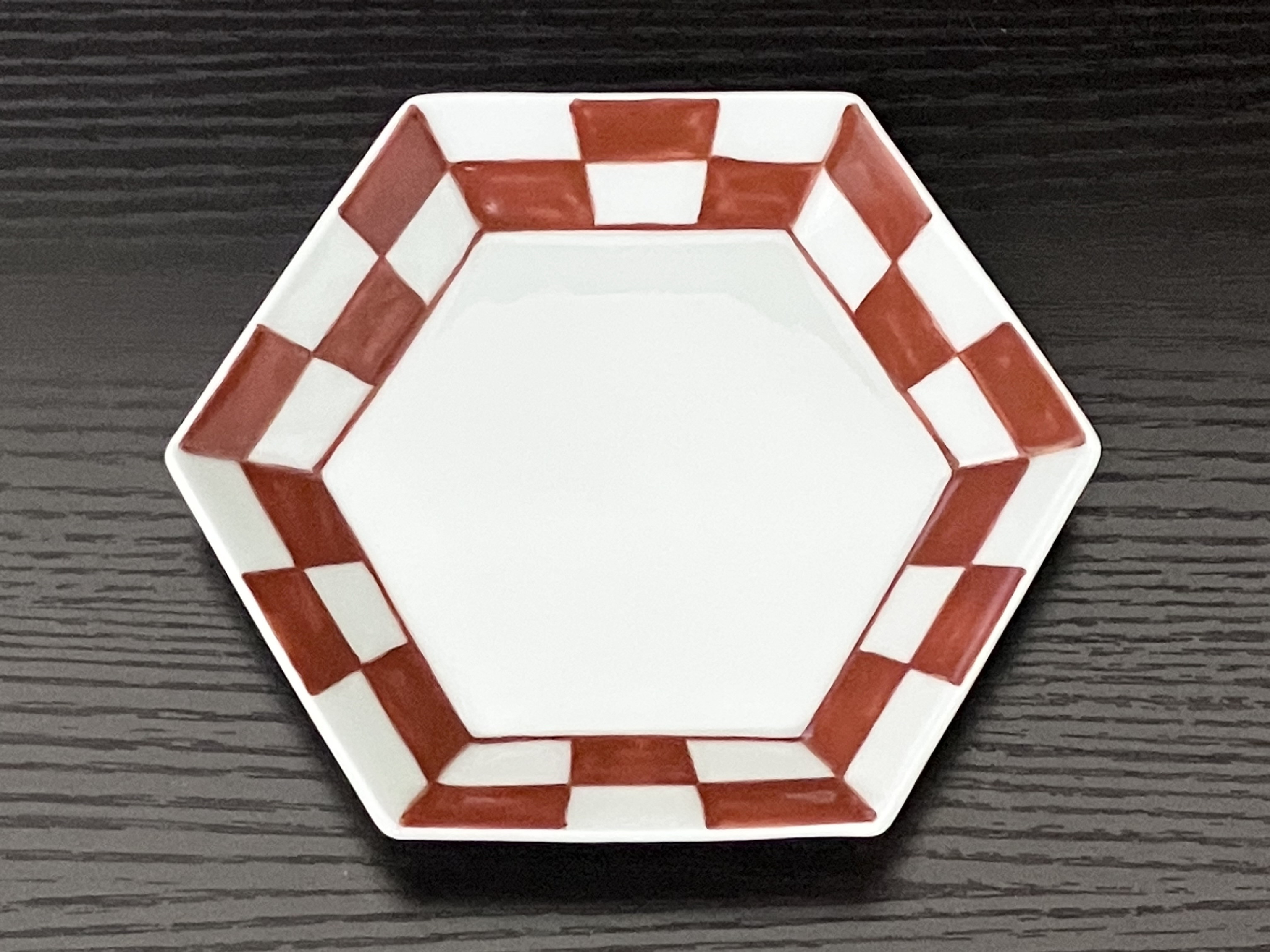伊万里焼 市松亀甲小皿（青・赤）セット H1076_イメージ5
