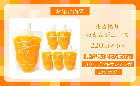 果汁 100％ まる搾り みかん ジュース 220ml×6本 機能性表示食品 飲料 ソフトドリンク 果物 フルーツ 柑橘 ミカン シャーベット 国産 人気 おすすめ ギフト おすそ分け お土産 贈り物