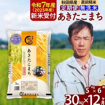 ふるさと納税 北秋田市 R7年産 新米《定期便12ヶ月》あきたこまち 30kg【無洗米】|msrf-32312