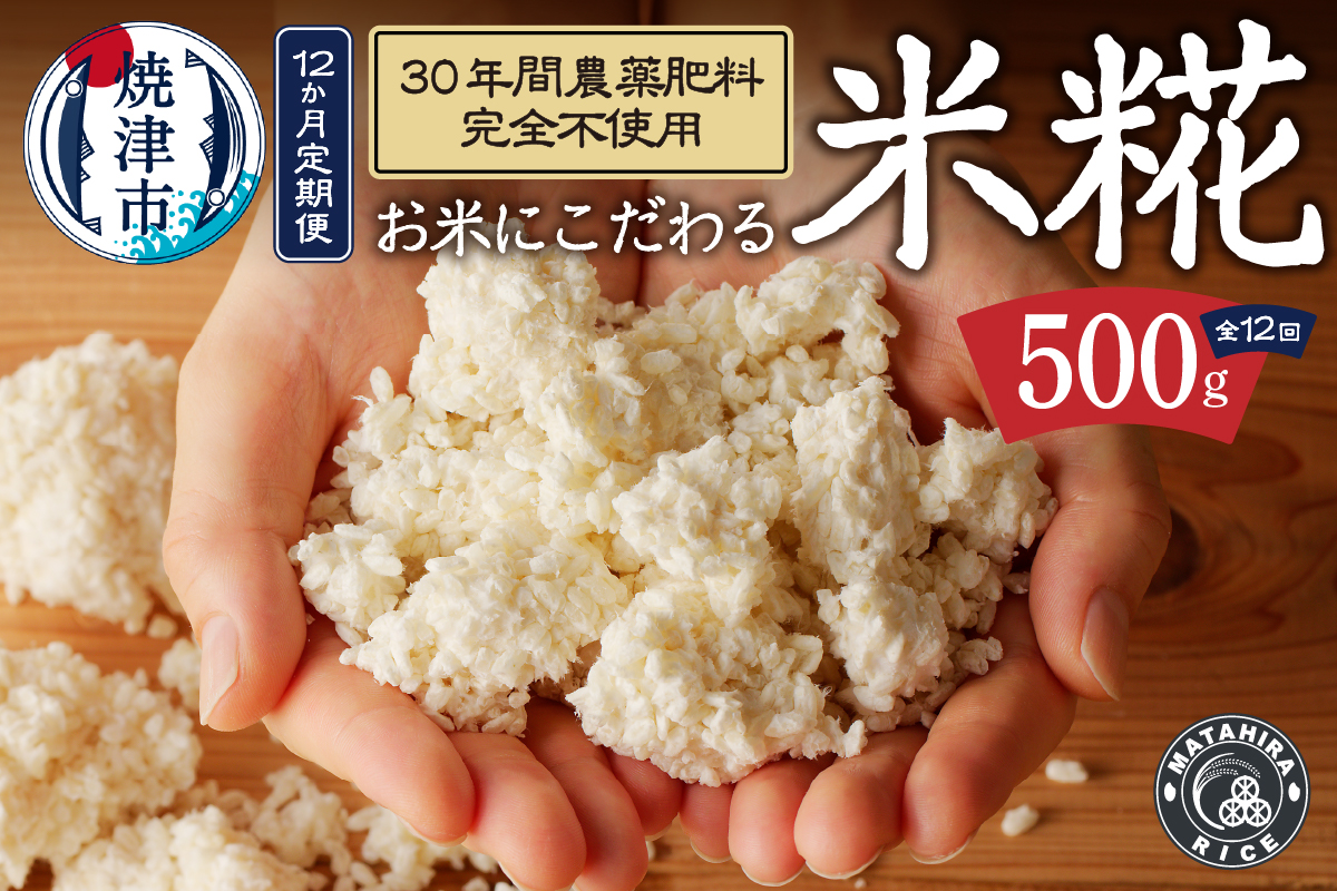 b12-029　【定期便12回】米糀 500g×12回 無農薬・肥料不使用