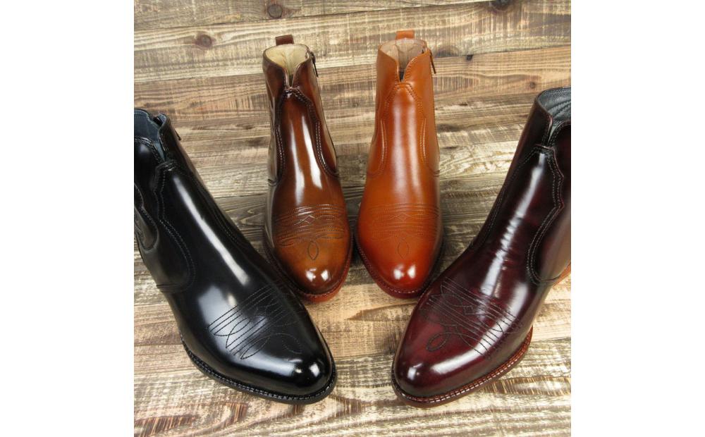【Made in JAPAN】本革ウエスタンブーツ日本製(サイズ：27.5cm、カラー：ワイン)