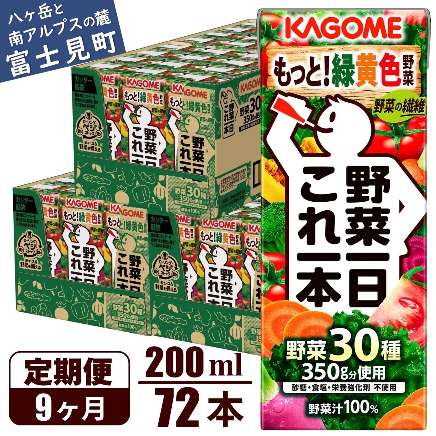 【 定期便9ヶ月連続お届け 】カゴメ野菜一日これ一本 200ml×72 飲料 野菜ジュース 紙パック