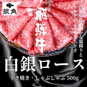 【毎月定期便】飛騨牛【白銀ロース】すき焼き・しゃぶしゃぶ用500g全3回【配送不可地域：離島】【4083283】