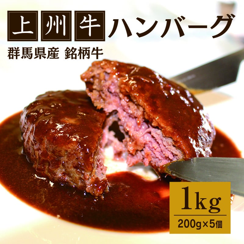 
【172】 上州牛ハンバーグ1kg（200g×5個）
