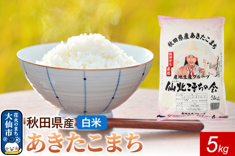 米 あきたこまち 令和7年産【白米】5kg（5kg×1袋）秋田県 大仙市産 [白米 精米 ブランド米 ご飯 ごはん 米どころ 秋田県 大仙市]