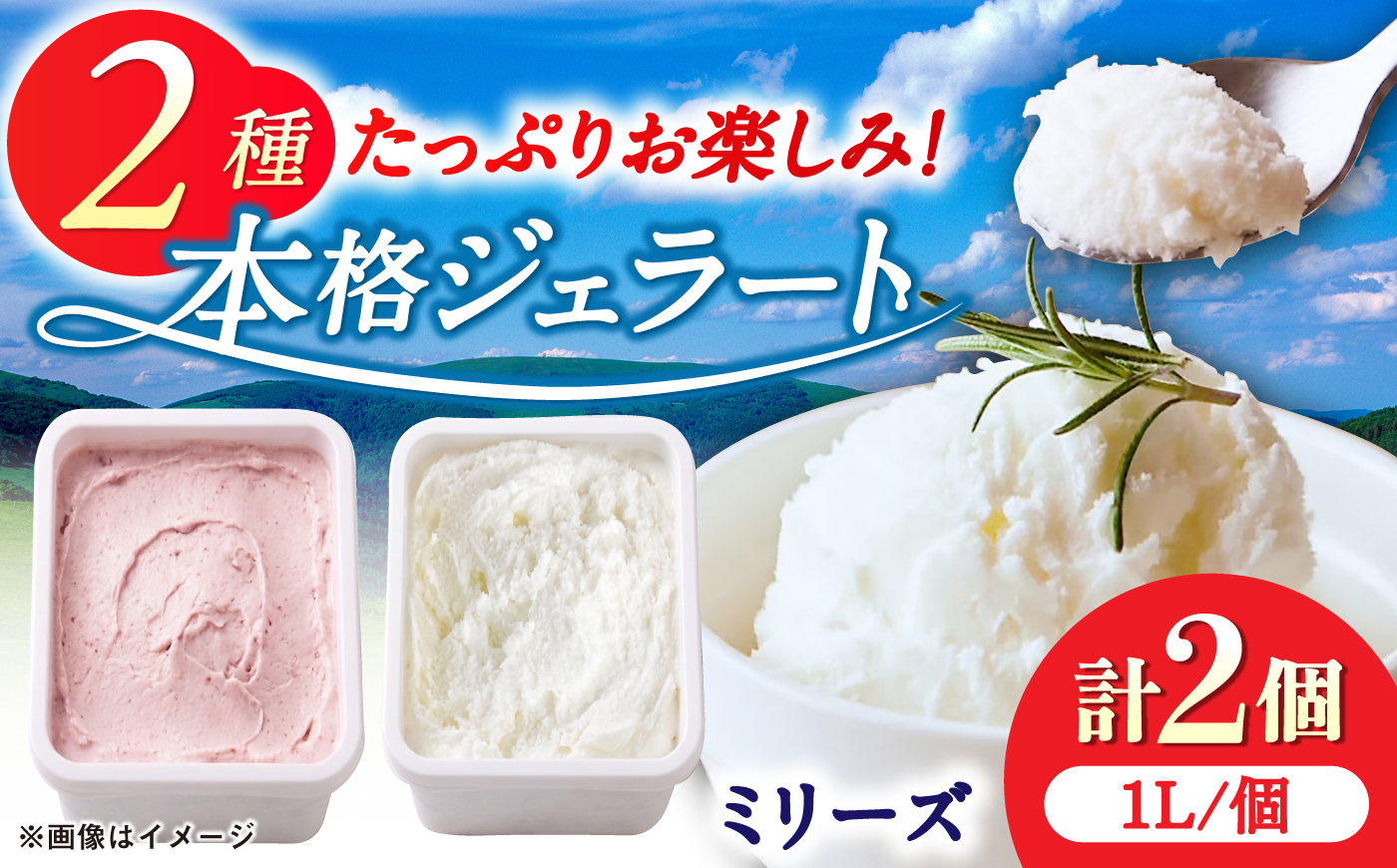 本格ジェラート ファミリーセット 1L×2個 / アイスクリーム / 佐賀県 / 松本アイス工房 [41AOAA005]