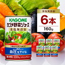 【ふるさと納税】 カゴメ 野菜 ジュース 食塩 無添加 160g×6缶 栃木県 那須塩原市 機能性表示食品 11種類 野菜 濃縮トマト 緑黄色野菜 野菜ジュース セロリ ビート レタス キャベツ ほうれん草 食塩不使用 缶 飲料 ドリンク とまと GABA 血圧 かごめ KAGOME 送料無料