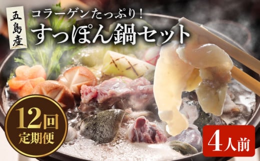 【12回定期便】すっぽん鍋 セット 4人前 五島市/丸隆すっぽん養殖場[PBL010] すっぽん すっぽん鍋 スッポン 鍋セット スープ国産 コラーゲン なべ 美容 お鍋