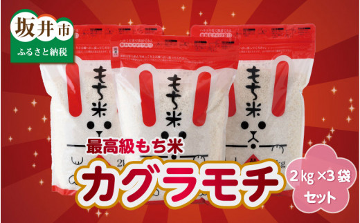 
長～く伸びる高級もち米 福井県産 カグラモチ 2kg × 3袋 計6kg [A-0207]
