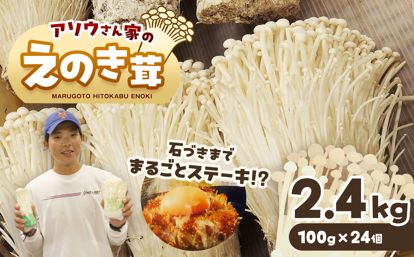 
アソウさん家のえのき茸 100g×24個 ｜ 野菜 やさい きのこ キノコ えのき エノキ 大容量 小分け 100g 24個 熊本県 玉名市
