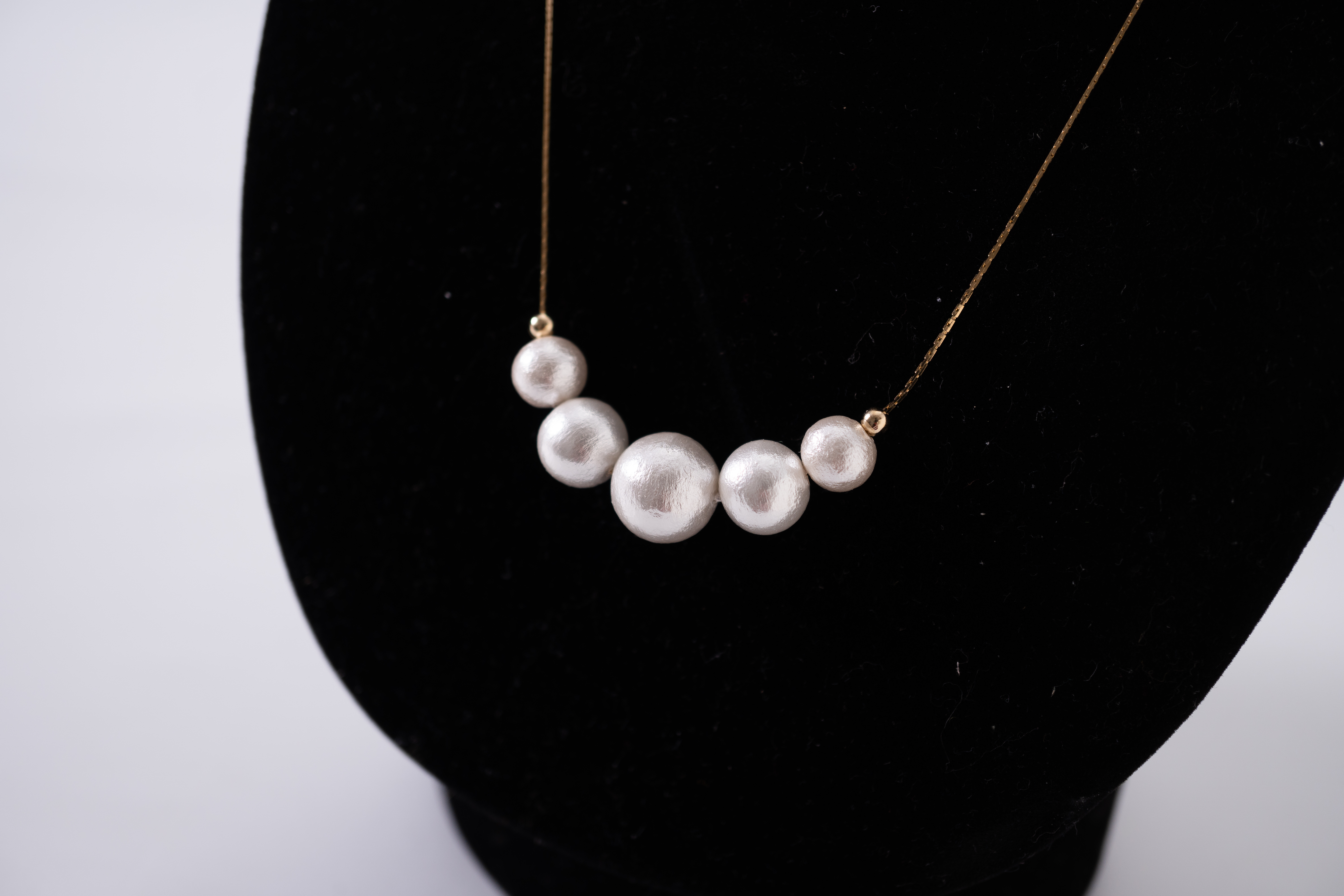 コットンパール「ホワイト」ゴールドチェーンネックレス【～en～】｜コットンパール ネックレス アクセサリー 入学式 卒業式 結婚式 ゴールド