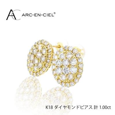 ふるさと納税 泉佐野市 ARC-EN-CIEL　K18YGダイヤ1.00ct オーバル形ピアス　【鑑別書付き】 J023-2