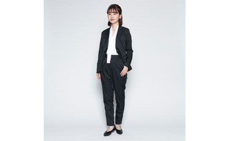 【ふるなび限定】レディース テーラードライトジャケット「ワークウェアスーツ」スーツに見える作業着 　 丸洗い可 ストレッチ 速乾 部屋干し可 撥水 シワになりにくい　ブラック FN-Limited-S