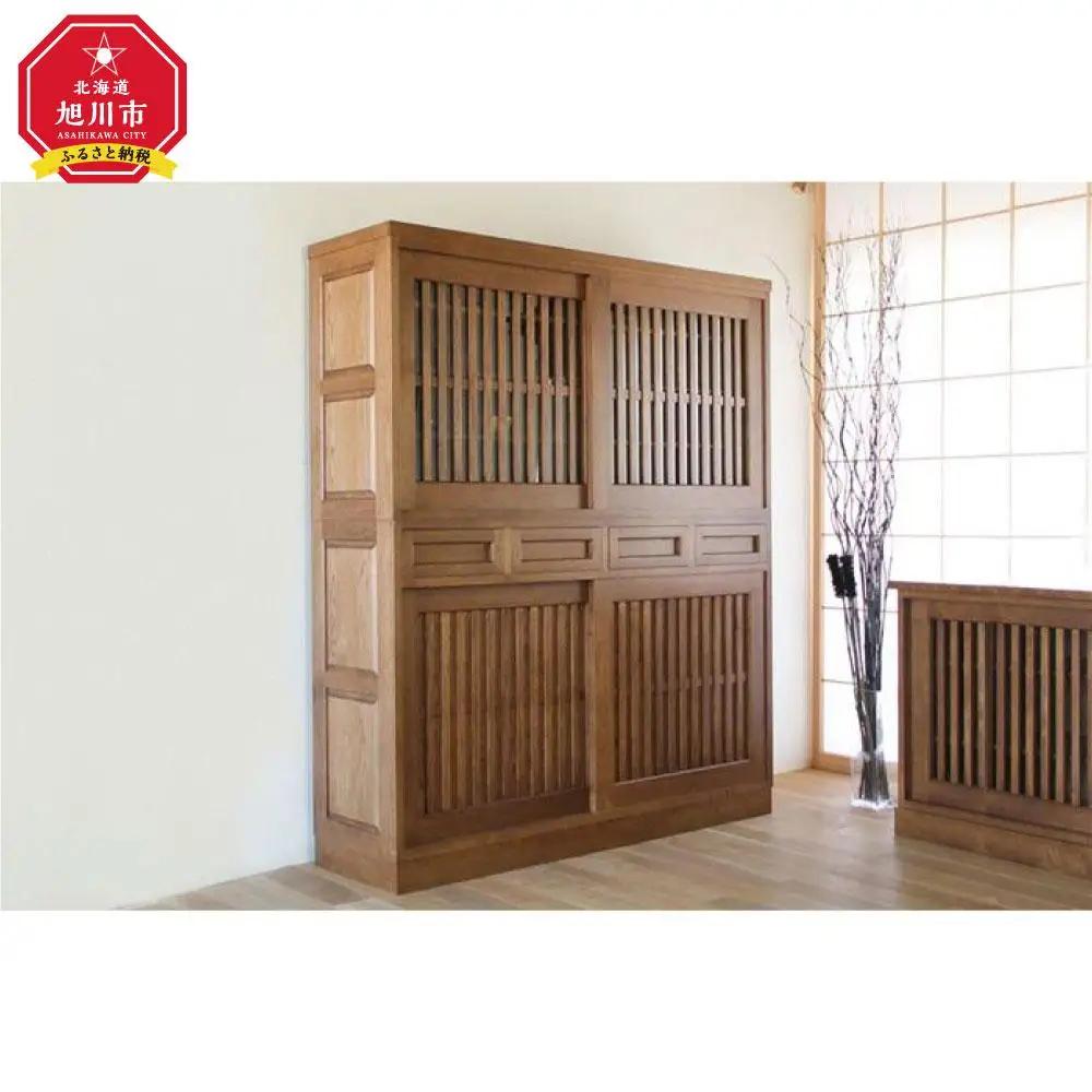旭川家具 山室家具製作所 民芸家具 北の匠(H) No.1 水屋 150 ナラ 【 国産 無垢 インテリア 木製 収納 民芸 ダイニングボード 食器棚 キッチンボード ダイニング キッチン 北海道 】 _03243