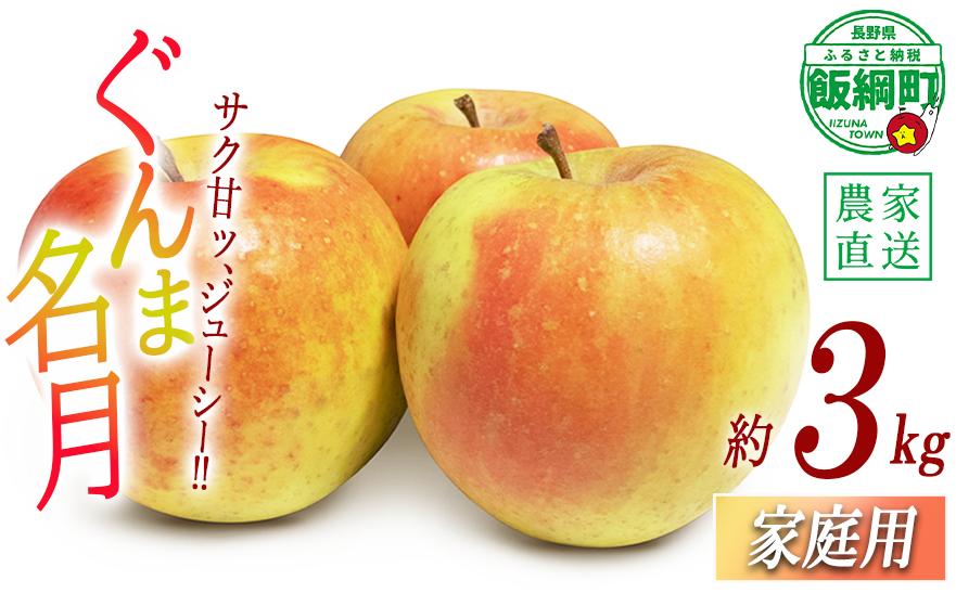 
                  りんご ぐんま名月 家庭用 3kg 中村ファーム 沖縄県への配送不可 2026年11月中旬頃から2026年12月上旬頃まで順次発送予定 令和8年度収穫分 長野県 飯綱町 [1543]
                