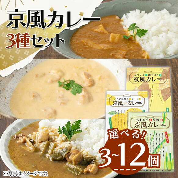 【ふるさと納税】＜数量が選べる！＞＜地元にこだわったシリーズ＞京風カレーセット(3種×各1個/2個/4個・計3～12個) カレー タケノコ 柚子 九条ネギ 詰め合わせ 食べ比べ グルメ インスタント レトルト カレールー 常温 保存食 非常食 【uj-AA001】【サンフーズジャパン】