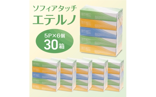 0007-107-01 マスコー製紙 ソフィアタッチ エテルノ ティッシュペーパー 150組×5箱×6パック (30箱)