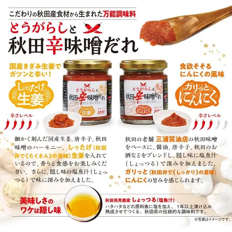 『とうがらしと秋田辛味噌だれ』【しったげ生姜】【ガリっとにんにく】2個セット（各1個）【秋田フーディ】