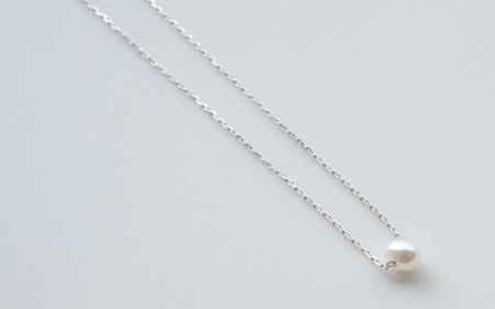 びわ湖真珠ひと粒付き ネックレス　K10WG 40cm [JS003]