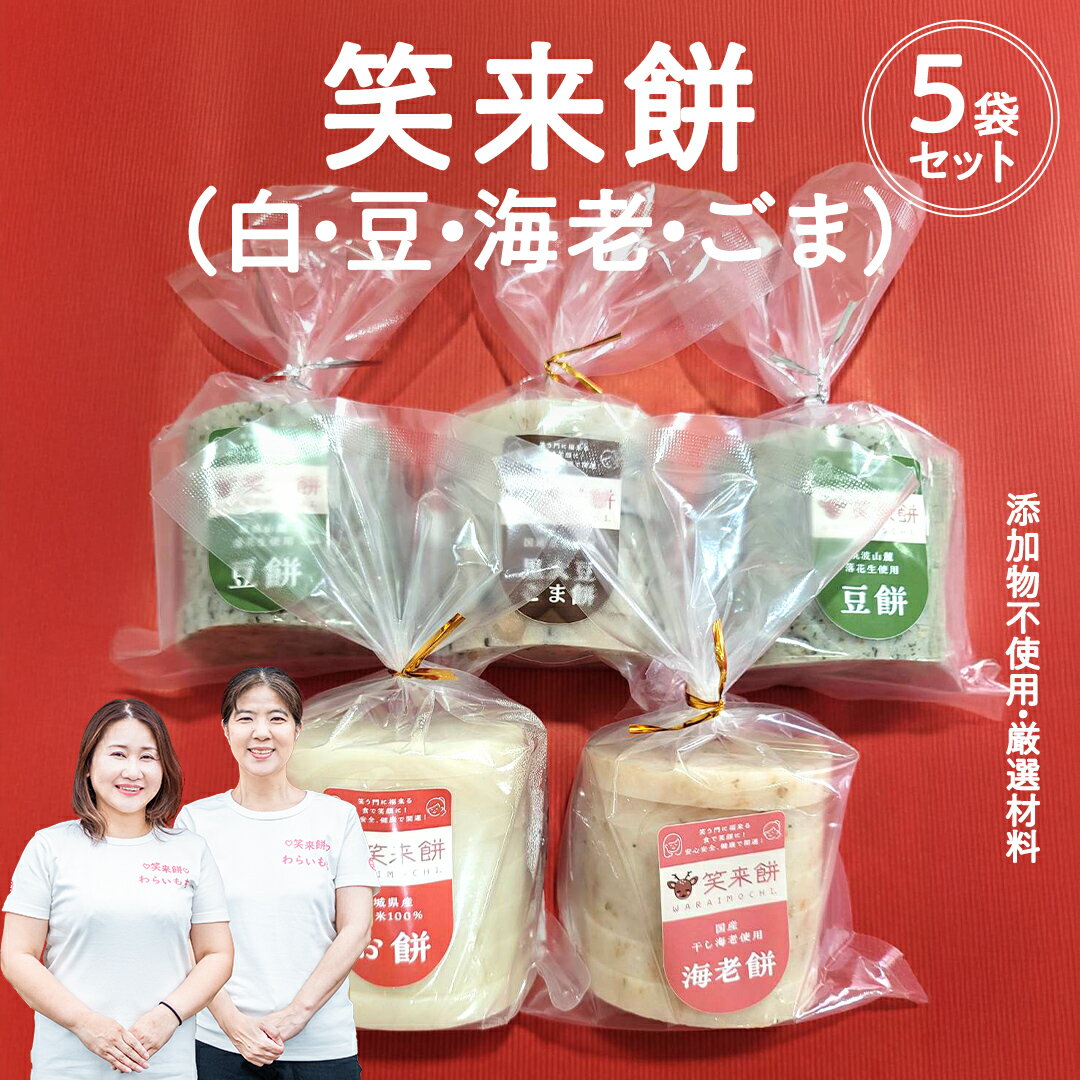 【ふるさと納税】笑来餅 5個 セット（豆2、白、エビ、胡麻） 餅 もち もち米 豆餅 落花生 エビ
