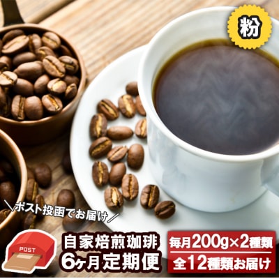 定期便6回 自家焙煎Morrow珈琲 200g×2種(粉) ポスト投函[No5354-0719]