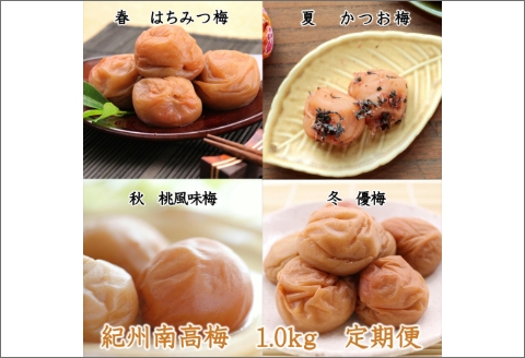 【8026-3】紀州南高梅1kgの定期便（春・夏・秋・冬）4回 B