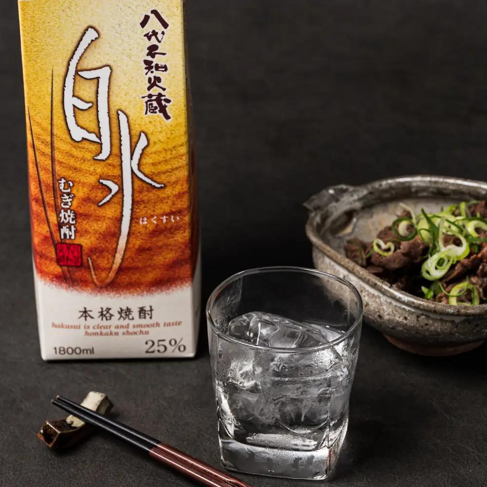 八代不知火蔵 白水 麦焼酎 1.8L パック 12本 25度 紙パック 麦 むぎ焼酎 1800ml 一升 1升 捨てやすい ロック 水割り 炭酸割り