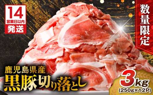 【14営業日以内に発送】【数量限定】鹿児島県産 黒豚切り落とし 3kg　K025-001_06