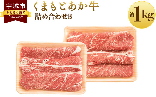 
あか牛 詰め合わせB 合計約1kg 切落し すき焼き しゃぶしゃぶ 和牛 牛肉
