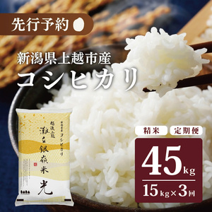 令和7年産 先行予約 新潟県上越市名立区産 コシヒカリ 棚田米 「灘立銀嶺米 光」  15kg 3か月定期便 上越市 精米 米 コメ ブランド米