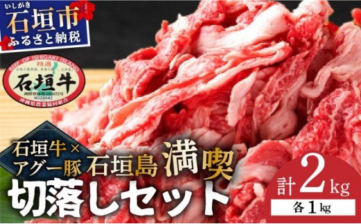 石垣牛×アグー豚（南ぬ豚）石垣島満喫切落しセット（各1kg 計2kg）| 牛肉 セット 和牛 黒毛和牛 石垣牛 豚肉 あぐー豚 アグー豚 沖縄県 石垣島