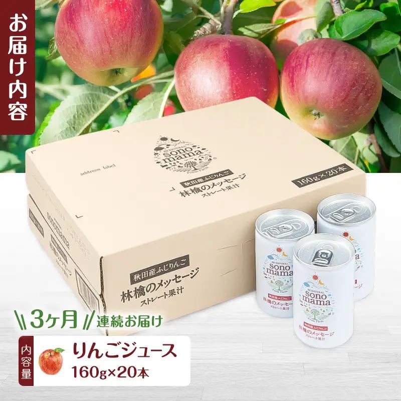 《 定期便 3ヵ月 》りんごジュース「sonomama」（160g×20本）りんご リンゴ ジュース リンゴジュース 飲料