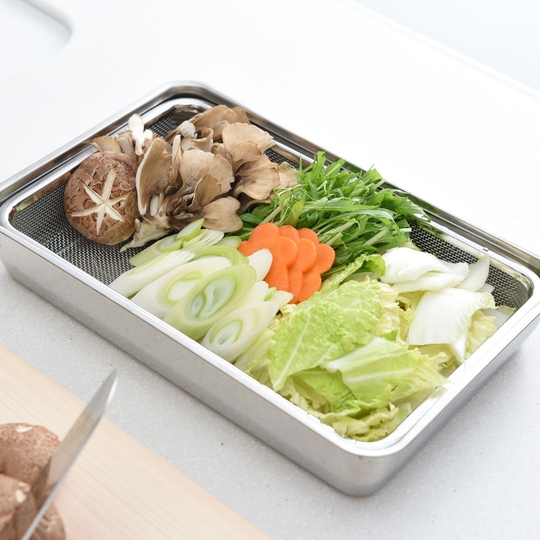 【ふるさと納税】お料理はかどる角バット・角ザルセット　1/1サイズ キッチン用品 調理用品 調理器具【011S035】