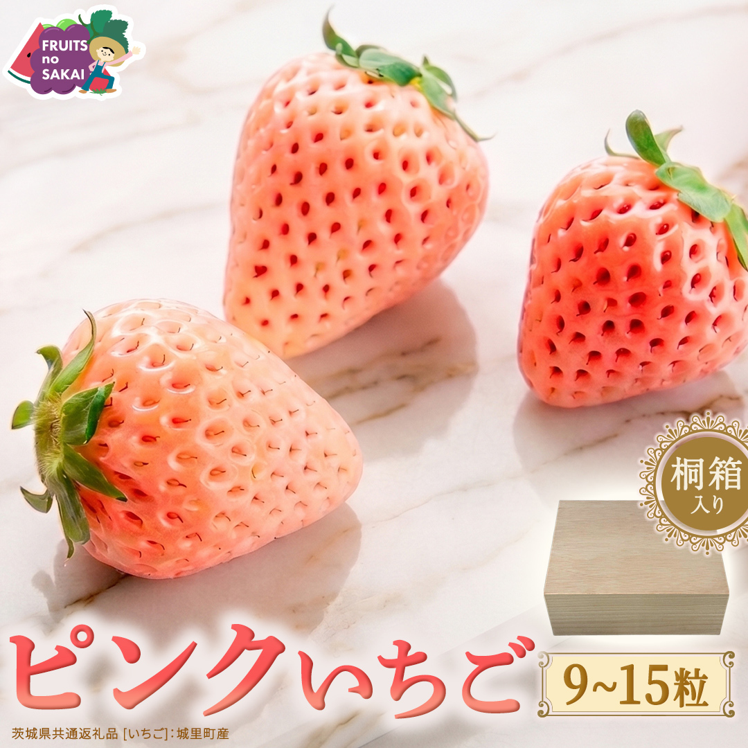 【桐箱入り】ピンクいちご 9～15粒 【2027年1月から発送開始】（茨城県共通返礼品 [いちご]：城里町産） いちご イチゴ 苺 とちおとめ 甘い 国産 人気  桐箱入り 贈答 贈り物 ギフト ふる