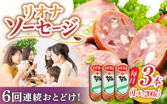 【6回定期便】リオナソーセージ 200g×3本 /宮地ハム [UBM031] 豚肉 豚