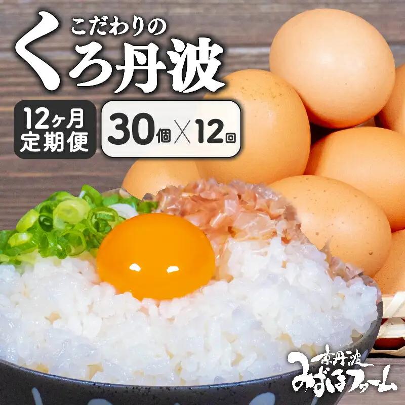 【卵 定期便12か月】 くろ丹波 卵30個