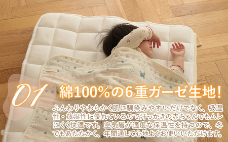 Rody nino nino ふんわりやわらか 6重ガーゼケット　ピンクネイビー