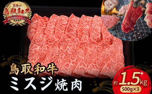 鳥取和牛 ミスジ焼肉 1.5kg ( 500g × 3 )  国産 牛肉 和牛 みすじ 希少 ミスジ 鳥取和牛 黒毛和牛 肉 焼き肉 ブランド牛 最高級部位 小分け 鳥取県 倉吉市 KR1356