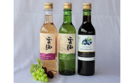 
雲海ワイン お試しミニボトル 3種類 白 ブルーベリー 飲みやすい 甘口 ワイン 少量 360ml（02-112）
