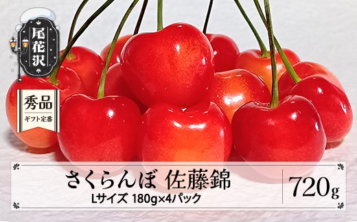 
                  先行予約 さくらんぼ 佐藤錦 720g(180g×4パック) Lサイズ 秀品 山形県産 令和9年産 2027年産 sb-snslx800
                