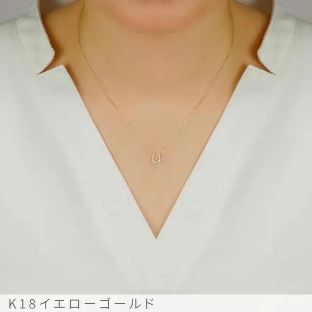 K18YG ホースシュー ダイヤモンド ネックレス Small /b0270da