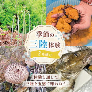 季節の三陸体験 体験チケット (2名様分/1体験) 三陸アクティブ 三陸 大船渡 大船渡市 体験 体験チケット チケット 夏休み 冬休み 春休み うに ウニ 山菜 山菜取り キノコ きのこ きのこ狩り キノコ狩り 鱈 たら タラ 季節 自然 旬